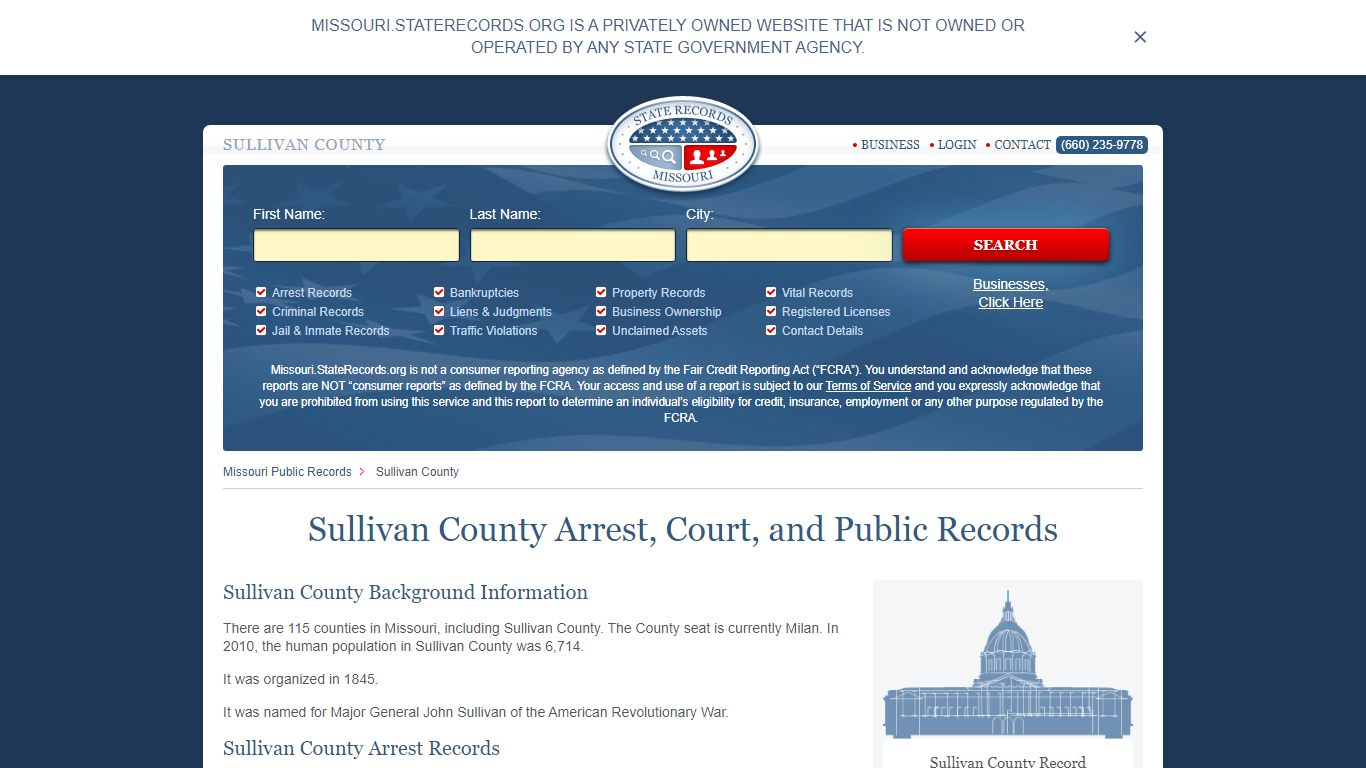 Sullivan County Arrest, Court, and Public Records
